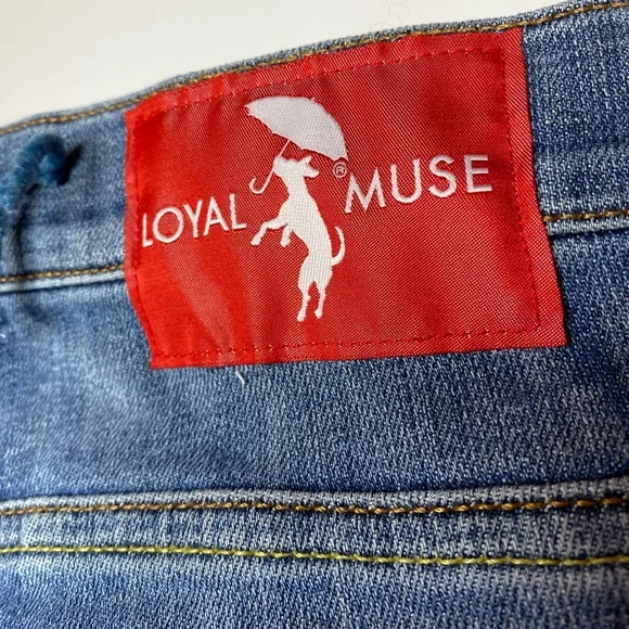 LOYAL MUSE Embroidered Blue Jeans for Women Sz 14 Red Blue - Picture 8 of 9